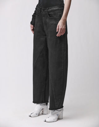 Coated Barrel-Leg Jeans