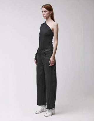 Coated Barrel-Leg Jeans