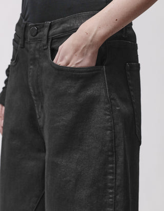 Coated Barrel-Leg Jeans