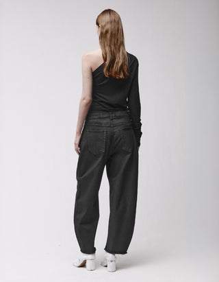 Coated Barrel-Leg Jeans