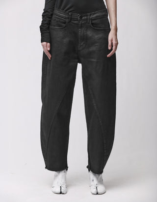 Coated Barrel-Leg Jeans