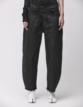 Coated Barrel-Leg Jeans
