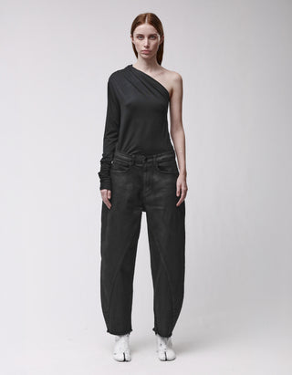 Coated Barrel-Leg Jeans