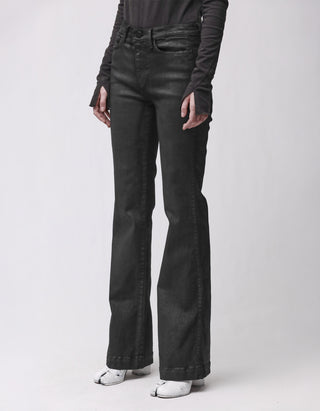 Coated Flare-Leg Jeans