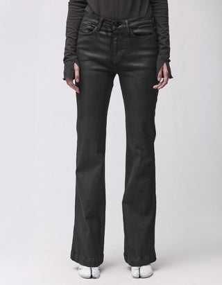 Coated Flare-Leg Jeans