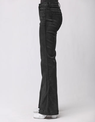 Coated Flare-Leg Jeans