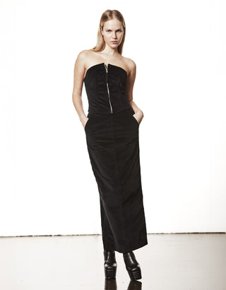 Samt-Bandeau-Top mit Zipper