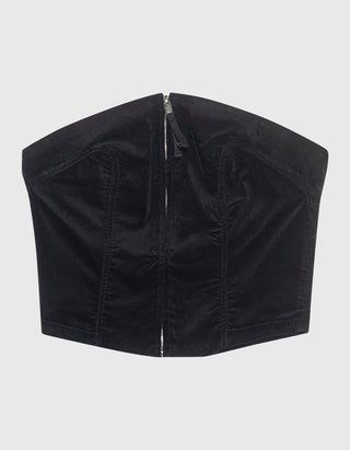 Samt-Bandeau-Top mit Zipper