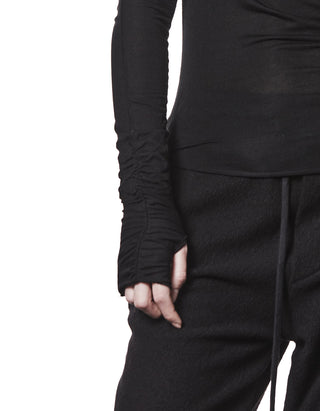 One Shoulder Longsleeve mit Raffung