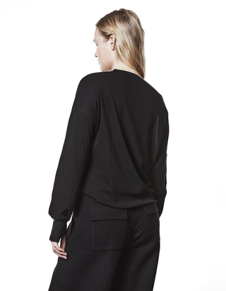Oversize Longsleeve mit besticktem Wording und Faden-Detail