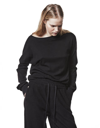 Oversize Longsleeve mit besticktem Wording und Faden-Detail