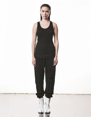 Geripptes Baumwoll-Leinen Tanktop