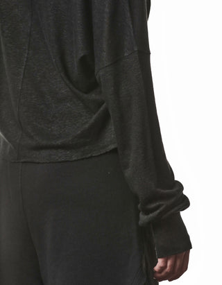 Boat Neck Leinen-Mix Longsleeve