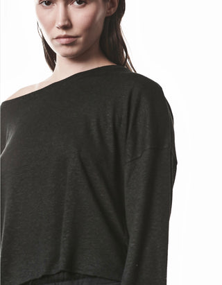 Boat Neck Leinen-Mix Longsleeve