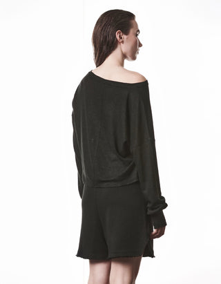 Boat Neck Leinen-Mix Longsleeve