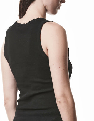 Baumwoll-Leinen-Mix Tanktop mit Destroyed-Details