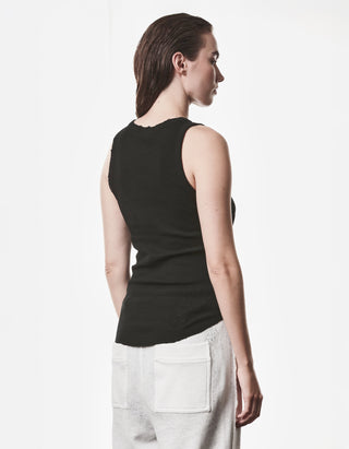 Baumwoll-Leinen-Mix Tanktop mit Destroyed-Details