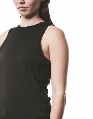Baumwoll-Leinen-Mix Tanktop mit Destroyed-Details