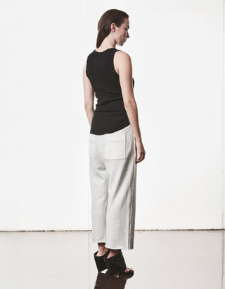 Baumwoll-Leinen-Mix Tanktop mit Destroyed-Details