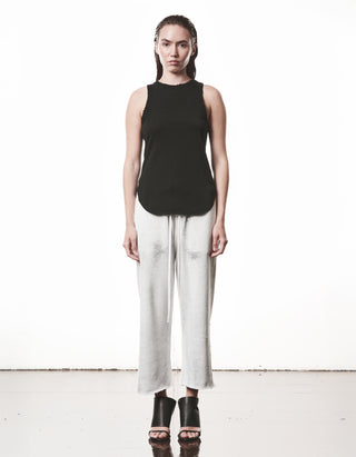 Baumwoll-Leinen-Mix Tanktop mit Destroyed-Details