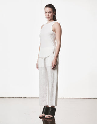 Baumwoll-Leinen-Mix Tanktop mit Destroyed-Details