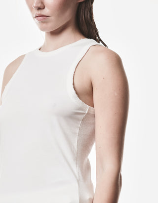 Baumwoll-Leinen-Mix Tanktop mit Destroyed-Details
