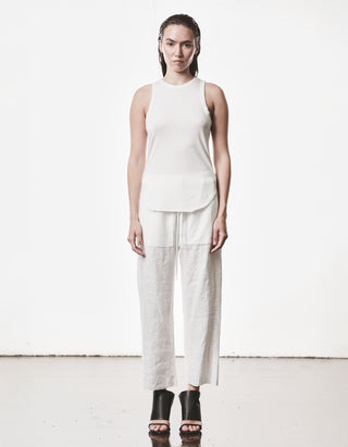 Baumwoll-Leinen-Mix Tanktop mit Destroyed-Details