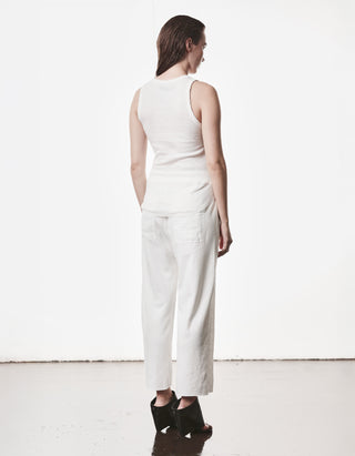 Baumwoll-Leinen-Mix Tanktop mit Destroyed-Details