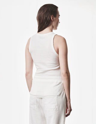 Baumwoll-Leinen-Mix Tanktop mit Destroyed-Details