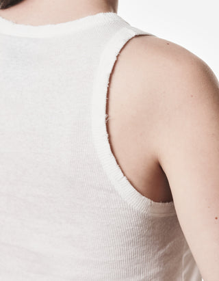 Baumwoll-Leinen-Mix Tanktop mit Destroyed-Details