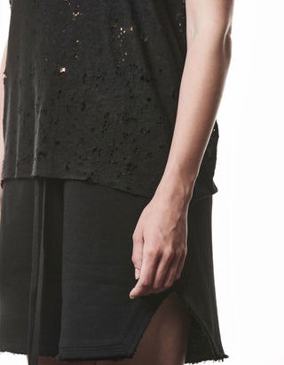 Destroyed-Look Leinen-Mix T-Shirt