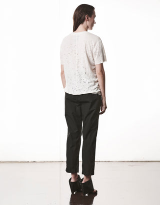 Destroyed-Look Leinen-Mix T-Shirt
