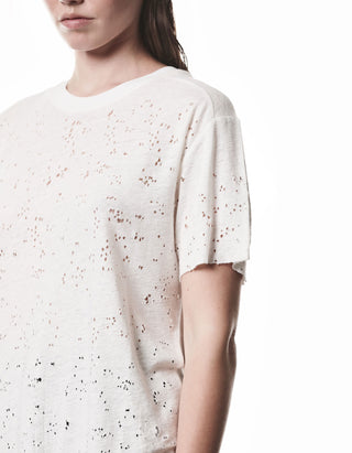 Destroyed-Look Leinen-Mix T-Shirt