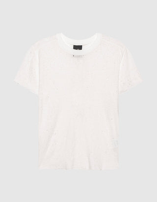 Destroyed-Look Leinen-Mix T-Shirt