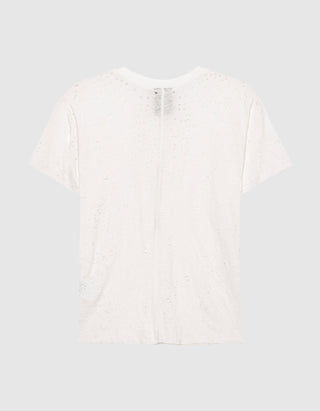 Destroyed-Look Leinen-Mix T-Shirt