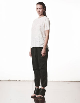 Destroyed-Look Leinen-Mix T-Shirt