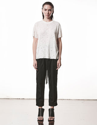 Destroyed-Look Leinen-Mix T-Shirt