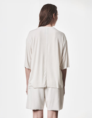 V-Neck T-Shirt Relaxed mit Seidenanteil