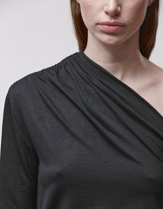 One-Shoulder-Longsleeve mit Raffungen