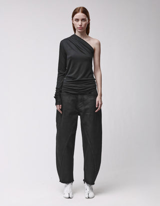 One-Shoulder-Longsleeve mit Raffungen