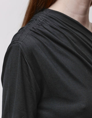 One-Shoulder-Longsleeve mit Raffungen