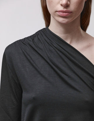 One-Shoulder-Longsleeve mit Raffungen