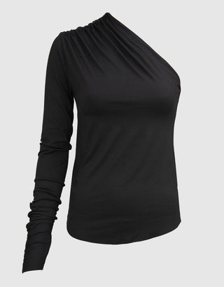 One-Shoulder-Longsleeve mit Raffungen