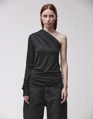 One-Shoulder-Longsleeve mit Raffungen