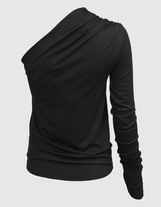 One-Shoulder-Longsleeve mit Raffungen