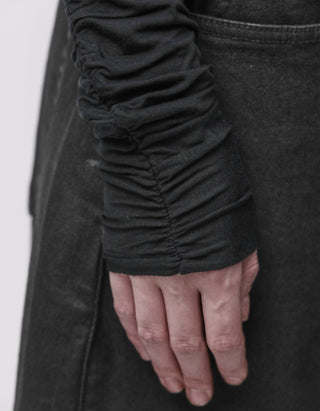 One-Shoulder-Longsleeve mit Raffungen