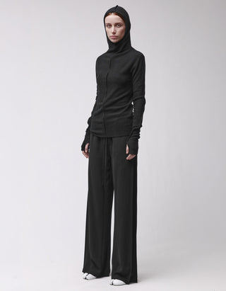 Fleece-Longsleeve mit Kapuze