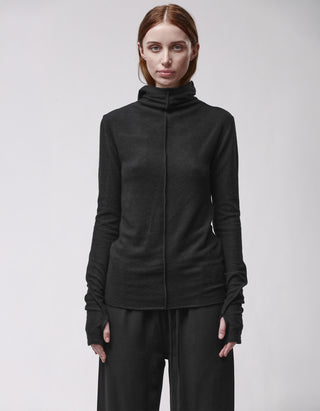 Fleece-Longsleeve mit Kapuze