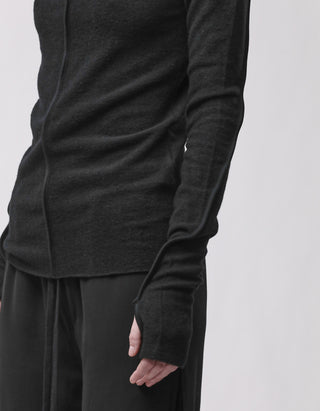Fleece-Longsleeve mit Kapuze