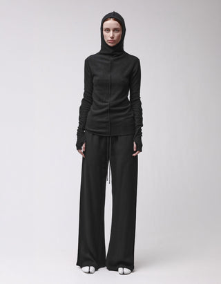 Fleece-Longsleeve mit Kapuze